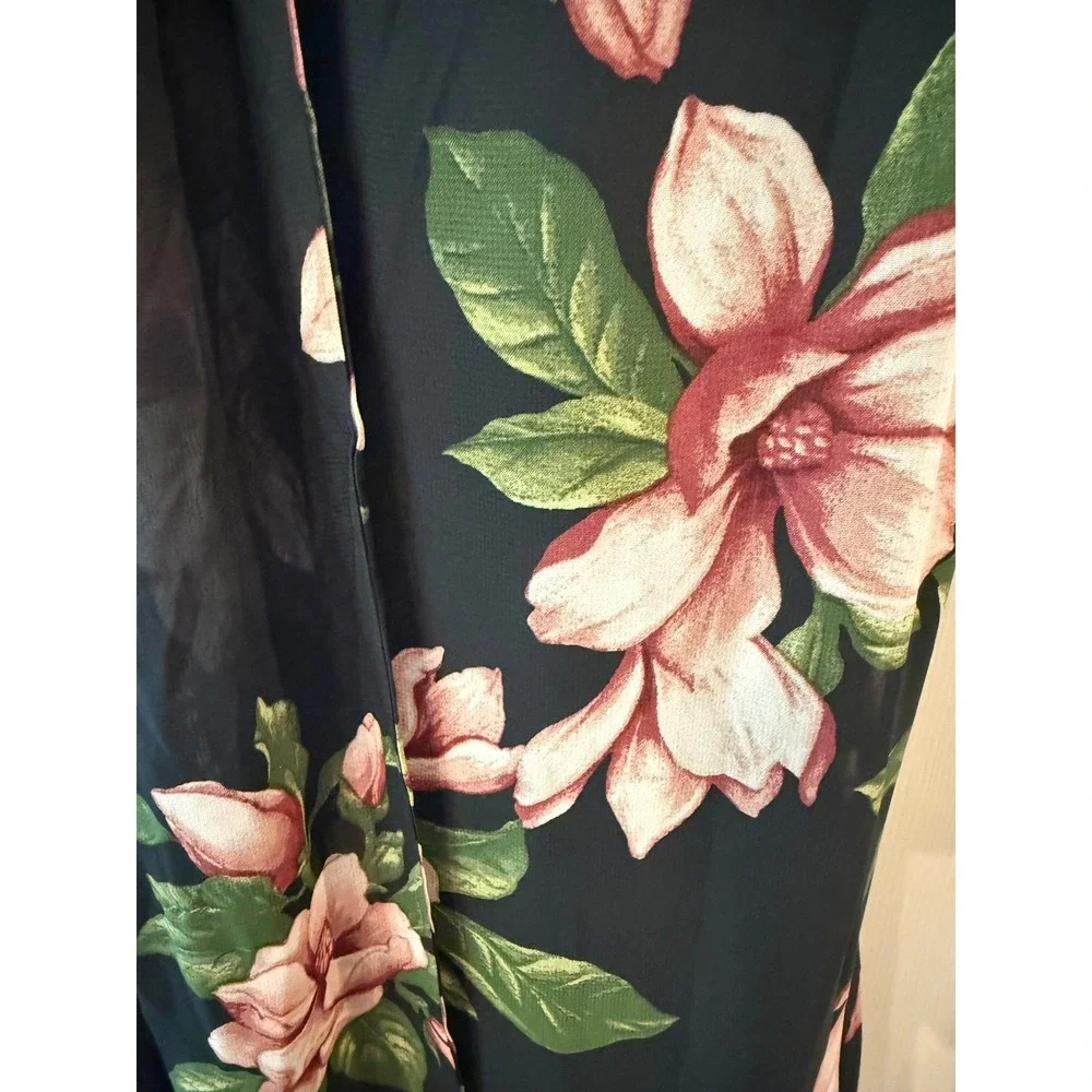 Rachel Zoe Black Pink Floral Magnolia High Neck Halter Maxi Dress Med NWOT